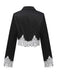 Black 1950s Stripes Lace Trim Cropped Blazer: 1950s tailoring for the woman who leads
