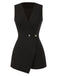 She finds her 1950s story in this Black 1950s Surplice V-Neck Sleeveless Romper