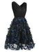 Black 1950s V-Neck 3D Butterfly Mesh Dress, vintage dress, retro fashion, rockabilly, pin-up fashion - perfect for women who love vintage and retro fashion