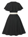 Black 1950s V-Neck Cloak Belted Dress - vintage dress, retro fashion, rockabilly