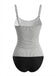 Black 1950s V-Neck Spaghetti Strap Striped Tankini 3