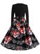 This Black 1950s Valentine Cats & Music Note Patchwork Dress wraps her in 1950s elegance, one twirl at a time