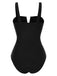 Black 1950s White Flower Hollow One-Piece Swimsuit, vintage swimsuit, pin-up swimwear - perfect for women who love vintage and retro fashion