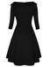 Black 1950s Wide Lapel Polka Dots Patchwork Dress: where 1950s romance meets her modern spirit