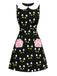 Black 1960s Cat Print Paw Pockets Dress - vintage dress, retro fashion, classic black