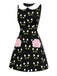 Black 1960s Cat Print Paw Pockets Dress - vintage dress, retro fashion, classic black