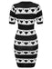 Black 1960s Contrasting Heart Knitting Dress — a 1960s silhouette that turns sidewalks into runways