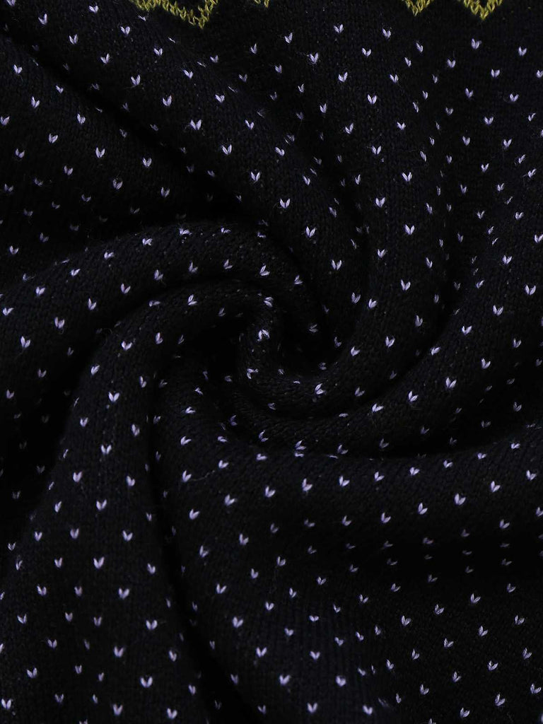 Black 1960s Dots Halloween Ghost Sweater Dress - vintage dress, retro fashion, classic black