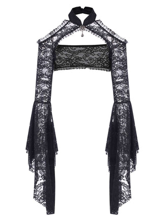 Black 1960s Flare Sleeved Lace Rhinestone Sheer Cape, vintage fashion, retro style - perfect for women who love vintage and retro fashion