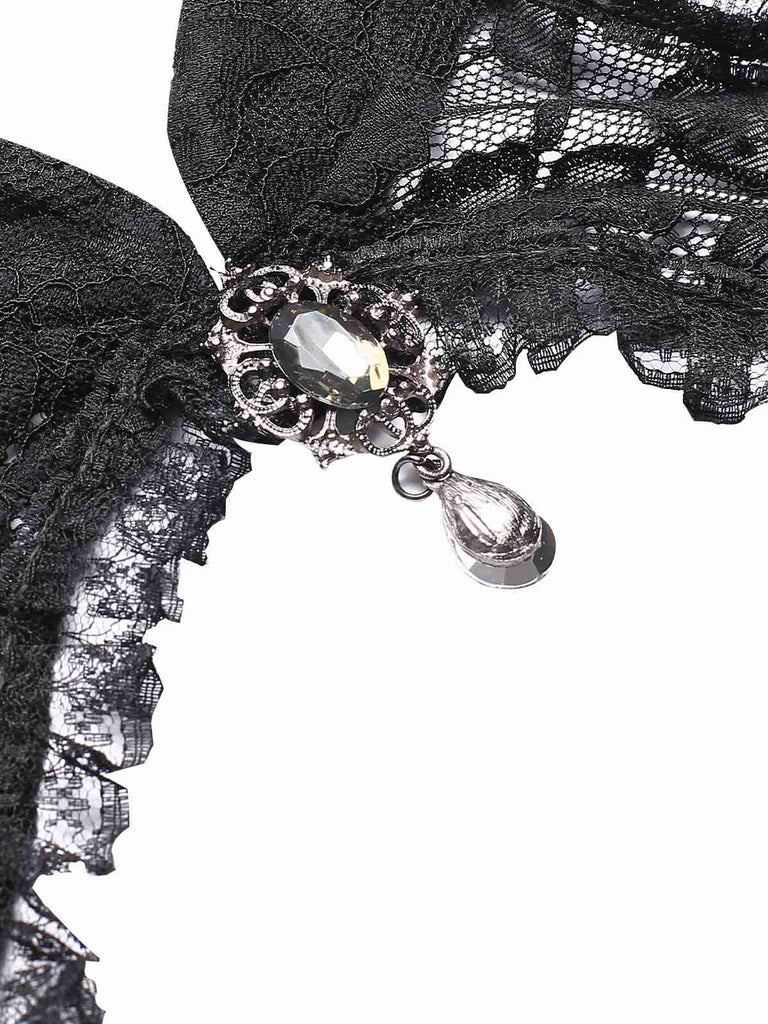 Black 1960s Flare Sleeved Lace Rhinestone Sheer Cape, vintage fashion, retro style - perfect for women who love vintage and retro fashion