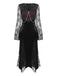 Black 1960s Halloween Slit Lace Dress, vintage dress, retro fashion, lace detail - perfect for women who love vintage and retro fashion