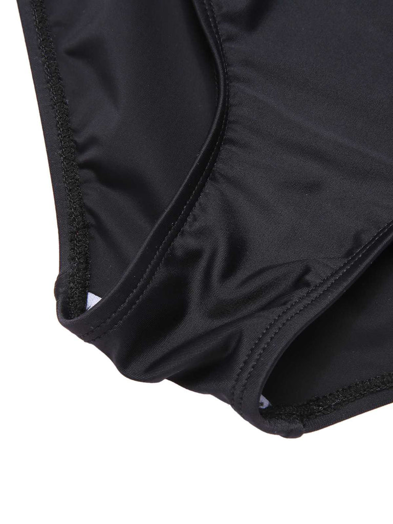 Black 1960s Halter Contrast Swimsuit: 1960s Riviera elegance, reimagined for her