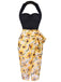 Black 1960s Halter Sunflower Pencil Dress: timeless style reimagined