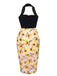 Black 1960s Halter Sunflower Pencil Dress: timeless style reimagined