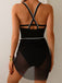 This Black 1960s Jagged Edges Swimsuit & Sheer Cover-Up carries 1960s vacation dreams in every stitch
