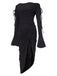 Black 1960s Off-Shoulder Lace-Up Drawstring Dress, vintage dress, retro fashion, lace detail - perfect for women who love vintage and retro fashion