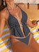 Black 1960s Polka Dot Beaded Cutout Halter Tankini Set - vintage fashion, retro style for vintage lovers