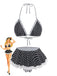 Black 1960s Polka Dot Lace Halter Bikini Set - vintage swimwear, retro swimsuit, pin-up style for vintage lovers