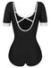 Black 1960s Puff Sleeves One-Piece Swimsuit, vintage swimsuit, pin-up swimwear - perfect for women who love vintage and retro fashion