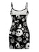 Black 1960s Skull Rose Halloween Bodycon Dress - vintage dress, retro fashion, classic black