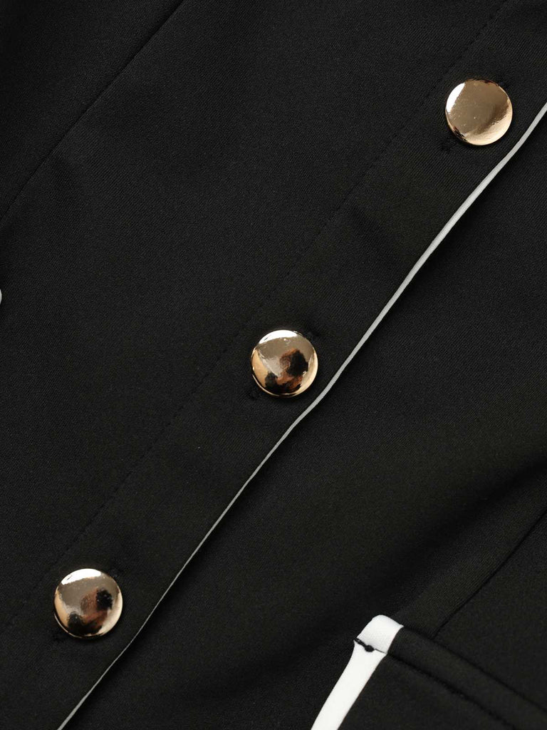 Black 1960s Sleeveless Lapel Button Bodycon Dress, vintage dress, retro fashion - perfect for women who love vintage and retro fashion