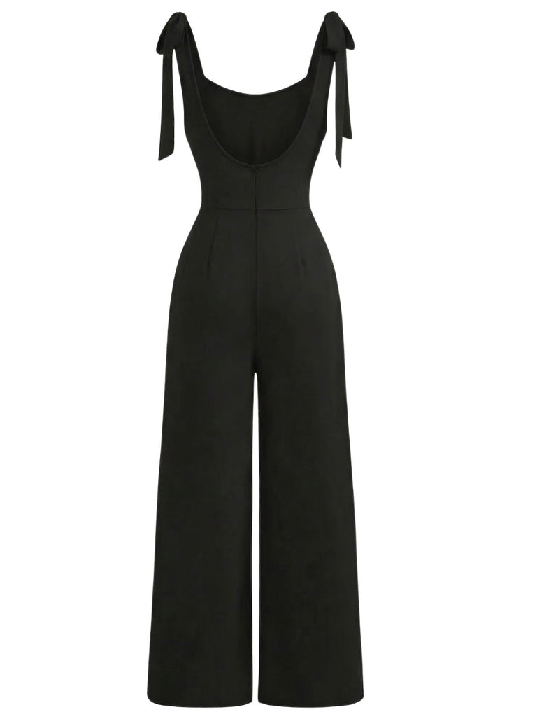 Black 1960s Sleeveless Spaghetti Strap Jumpsuit - vintage romper, retro jumpsuit for vintage lovers