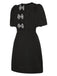 Black 1960s Solid Bow Hollow Puff Dress, vintage dress, retro fashion - perfect for women who love vintage and retro fashion
