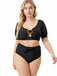 This Black 1960s Solid Hollow Puff Swimsuit carries 1960s vacation dreams in every stitch