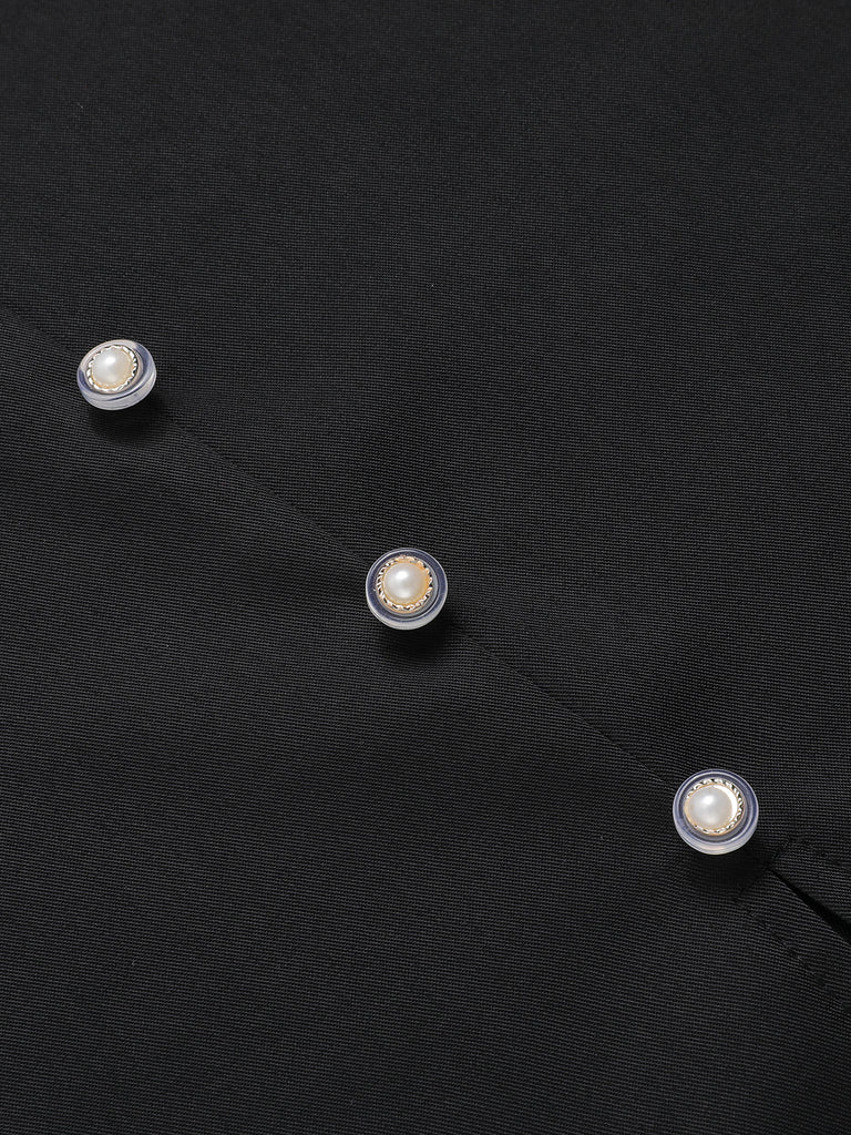 Black 1960s Solid Pearl Buttons Suspender Dress, vintage dress, retro fashion - perfect for women who love vintage and retro fashion