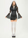She slips into this Black 1960s Stand Collar Mesh Flare Sleeves Dress and suddenly it's a 1960s daydream