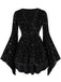Black 1960s Star V-Neck Velvet Dress - vintage dress, retro fashion, classic black