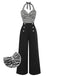 Black 1960s Stripe Knit Patchwork Halter Jumpsuit, vintage romper, retro jumpsuit - perfect for women who love vintage and retro fashion