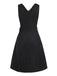 Black 1960s Striped V-Neck Belted Dress — the kind of 1960s dress that makes strangers smile