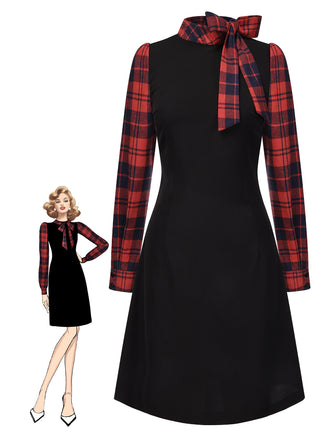 1960s Tie Neck Plaids Bow | 1960s | vintage dress, retro fashion