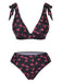 She's wearing Black 1960s Tie Strap Cherry Swimsuit and the whole beach remembers the 1960s