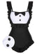 Black 1960s Tuxedo Ruffle Strap Swimsuit, vintage swimsuit, pin-up swimwear - perfect for women who love vintage and retro fashion