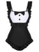 Black 1960s Tuxedo Ruffle Strap Swimsuit, vintage swimsuit, pin-up swimwear - perfect for women who love vintage and retro fashion