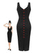 Black 1960s V-Neck Solid Bodycon Dress, vintage dress, retro fashion - perfect for women who love vintage and retro fashion