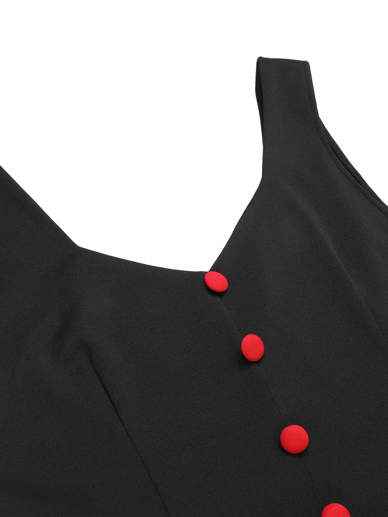 Black 1960s V-Neck Solid Bodycon Dress, vintage dress, retro fashion - perfect for women who love vintage and retro fashion