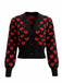 Black 1960s Valentine Heart Cropped Knit Cardigan - vintage fashion, retro style, classic black