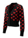 Black 1960s Valentine Heart Cropped Knit Cardigan - vintage fashion, retro style, classic black