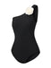 Black 1970s 3D Flower One-Shoulder Swimsuit, vintage swimsuit, pin-up swimwear - perfect for women who love vintage and retro fashion