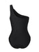 Black 1970s 3D Flower One-Shoulder Swimsuit, vintage swimsuit, pin-up swimwear - perfect for women who love vintage and retro fashion
