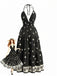 Black 1970s Bohemian Halter Backless Maxi Dress - vintage dress, retro fashion for vintage lovers