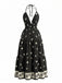 Black 1970s Bohemian Halter Backless Maxi Dress - vintage dress, retro fashion for vintage lovers