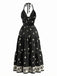 Black 1970s Bohemian Halter Backless Maxi Dress - vintage dress, retro fashion for vintage lovers