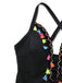 Black 1970s Deep V-Neck Tassels One-Piece Swimsuit - vintage swimsuit, pin-up style, classic black