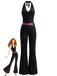 Black 1970s Disco Sequined Halter Flared Jumpsuit - vintage jumpsuit, retro fashion, classic black
