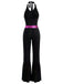 Black 1970s Disco Sequined Halter Flared Jumpsuit - vintage jumpsuit, retro fashion, classic black