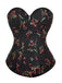 Black 1970s Floral Embroidered Corset Top - vintage fashion, retro style, classic black